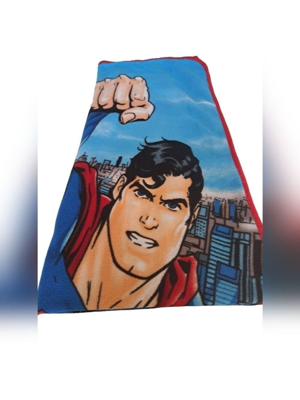 VTG DC COMICS Superman reversible fleece throw blanket Man of Steel chain 48x45"